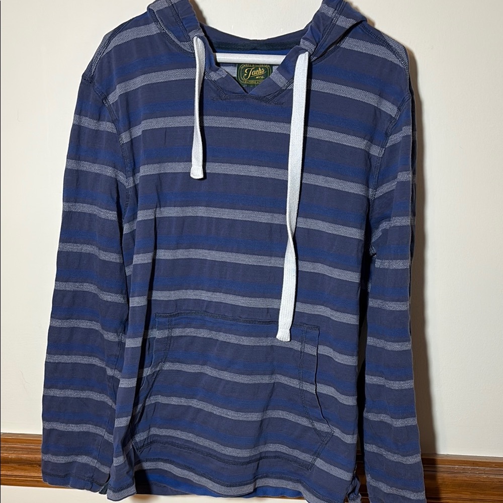 Jachs Blue and White Striped Hooded Sweatshirt